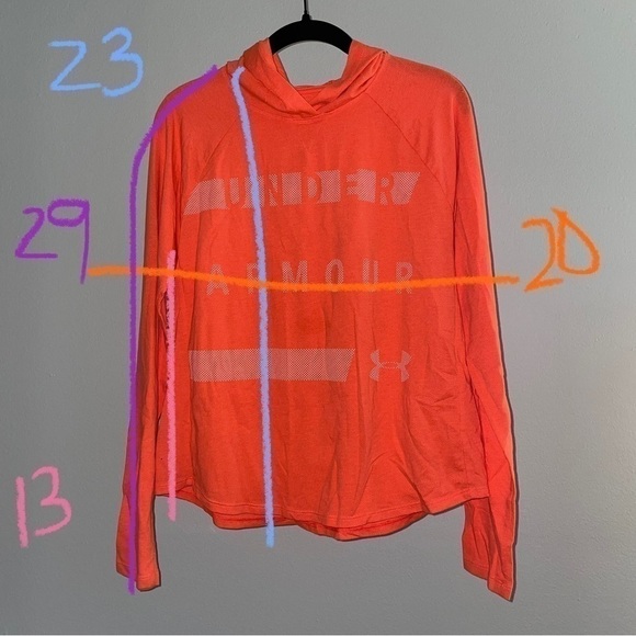 Under Armour Hoodie Pull Over Long Sleeve Pin Dot Big Front Logo V-neck Top - Picture 6 of 6